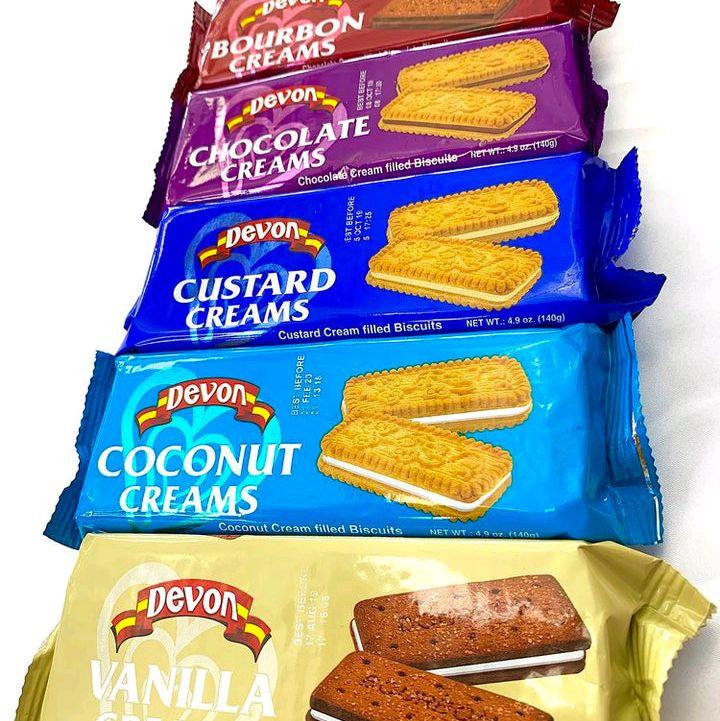 Devon Custard Cream Biscuits 140g 3 Pack Classic Cream Filled Snacks Perfect for Tea Time Cookie
