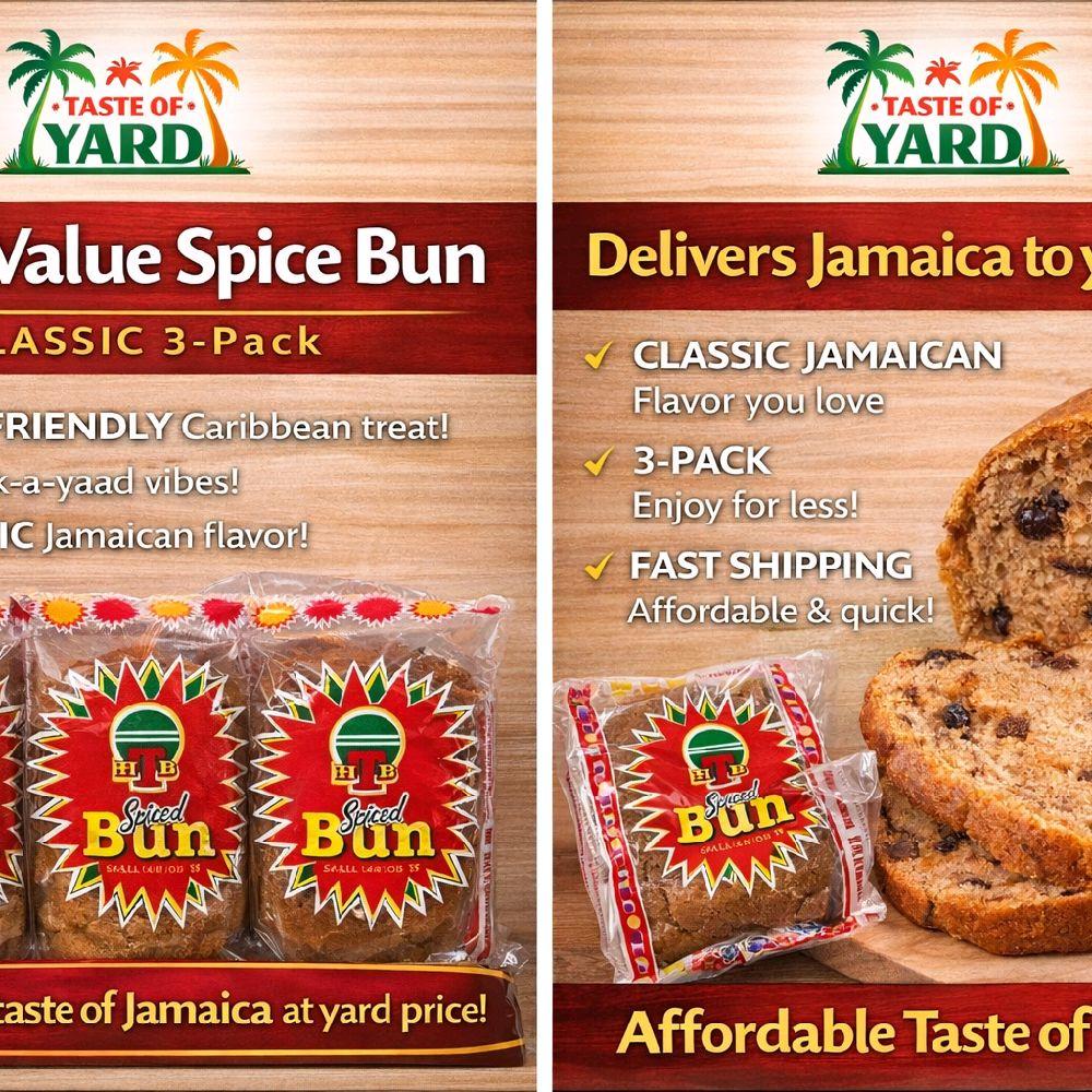 Taste of Yard Yard Value Spice Bun Classic 3-Pack HTB Spiced Buns for Delicious Sandwiches
