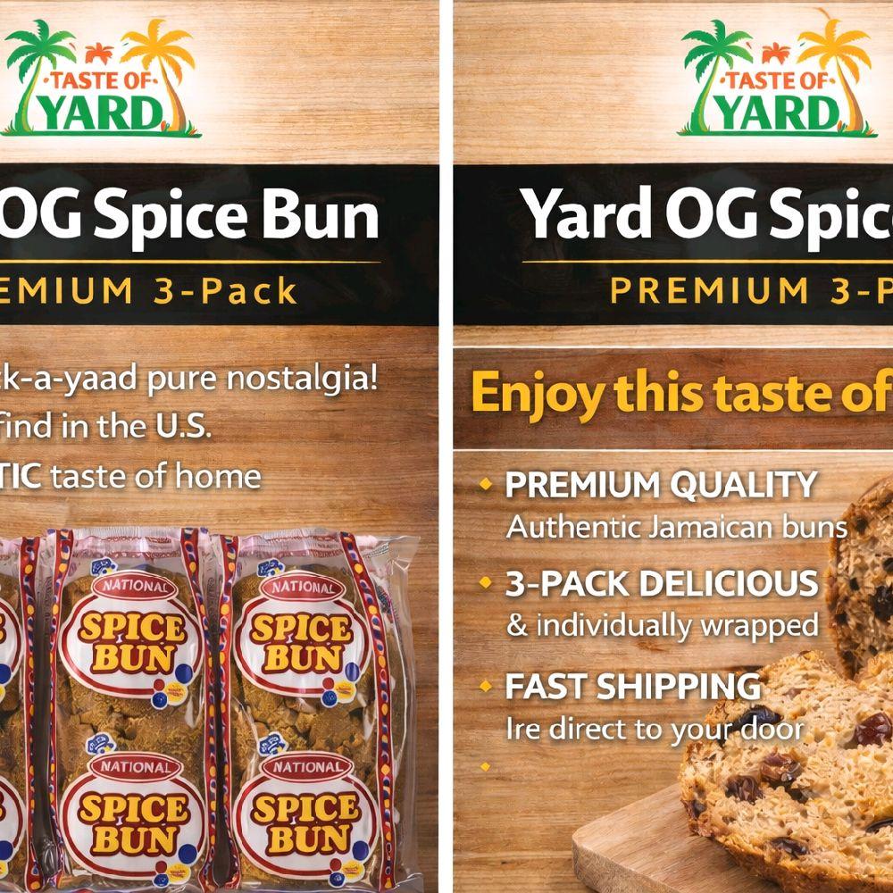 Taste of Yard OG Spice Bun Premium 3-Pack Authentic Jamaican Buns Individually Wrapped Fast Shipping Snack