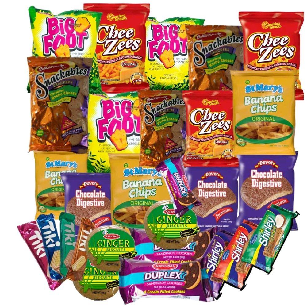 Taste of Yard Jamaica Mega snack Box - 28 Items in the image.