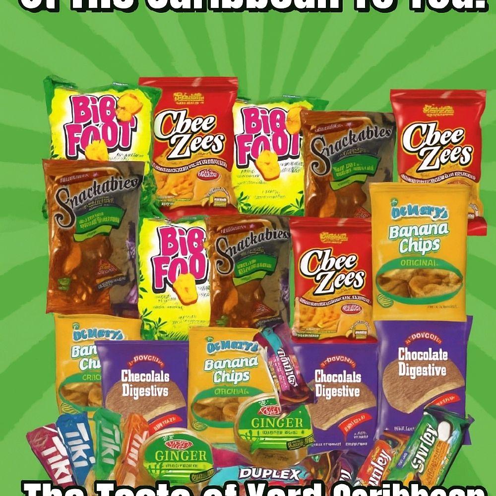 Taste of Yard Jamaica Mega snack Box - 28 Items in the image.