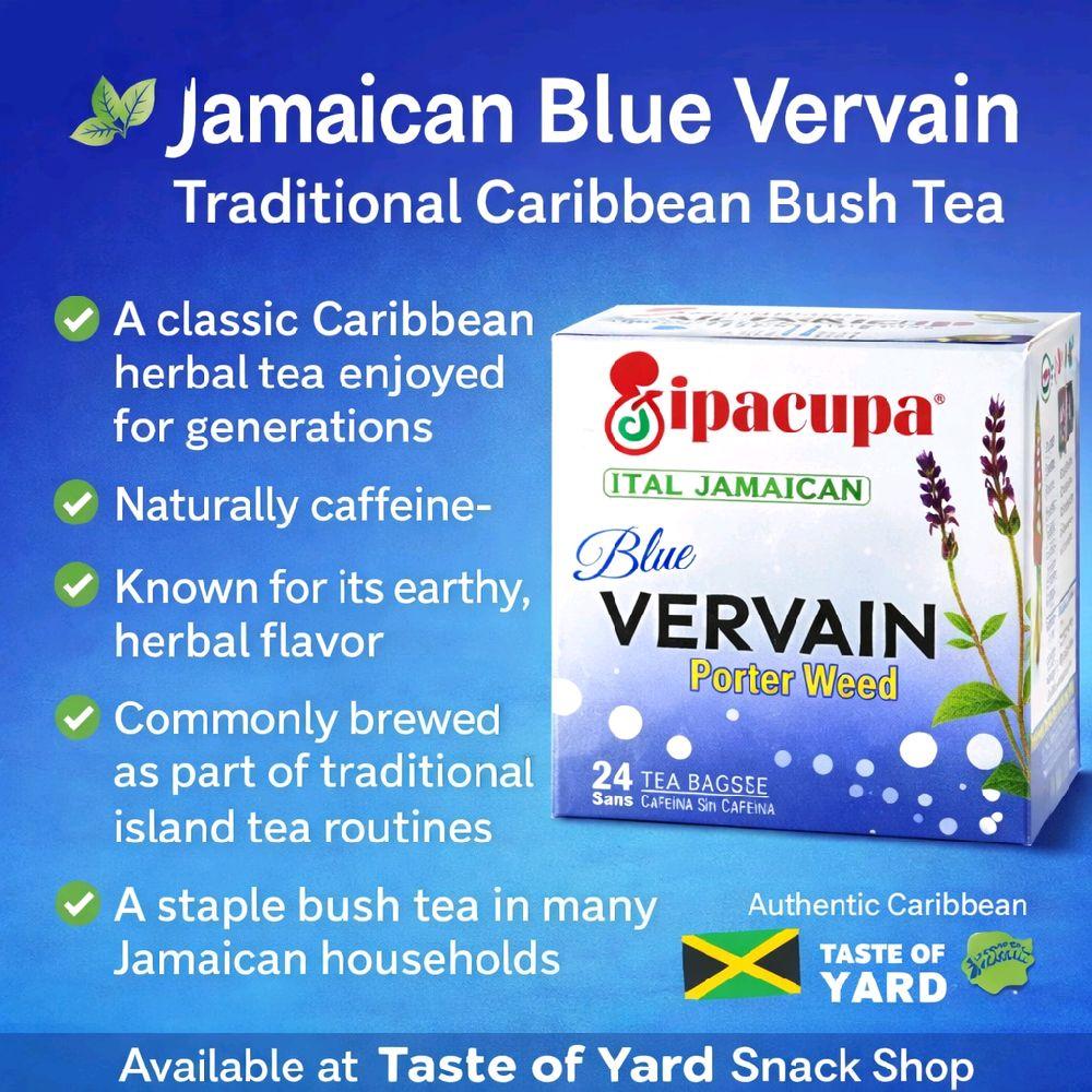 Jamaican Blue Vervain Herbal Tea (24 Bags) | Traditional Caribbean Bush Tea | Caffeine Free