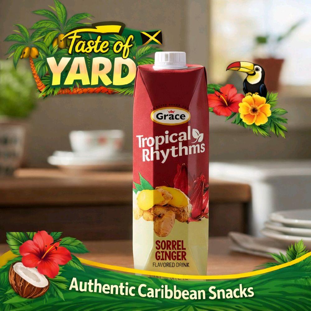 Grace Tropical Rhythms Caribbean Drink 1L Pineapple Ginger Sorrel Ginger Mango Carrot Fruit Punch Authentic Island Flavor