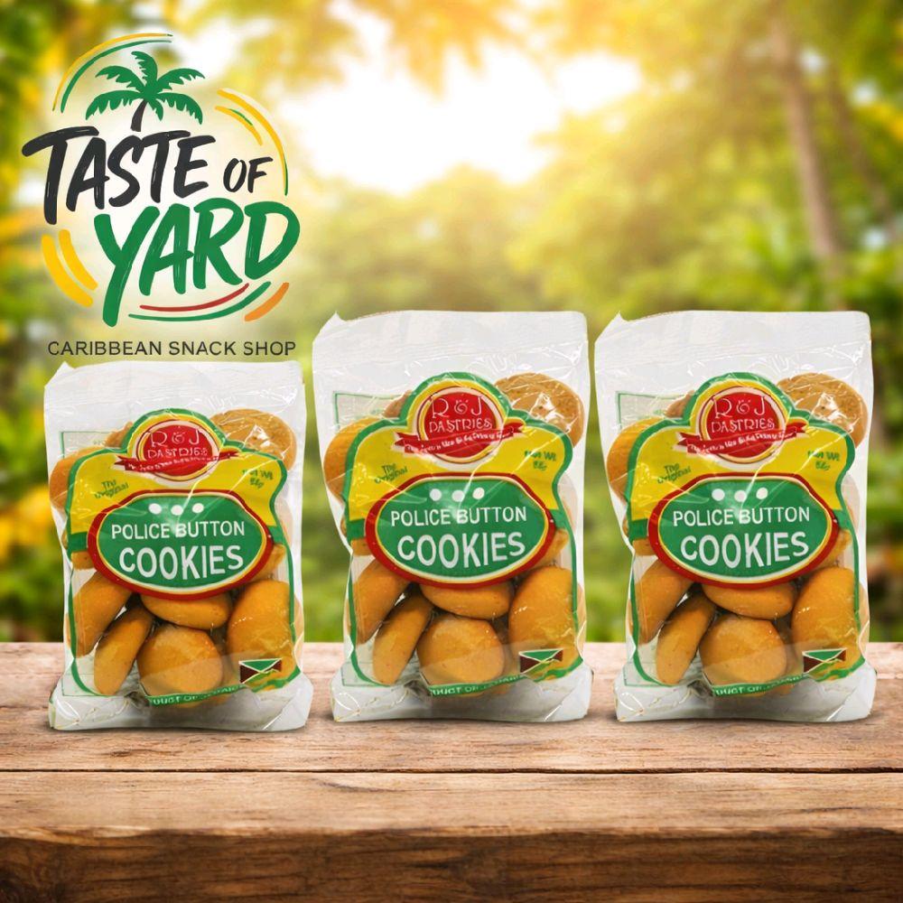 R&J Pastries Police Button Cookies 56g | Authentic Jamaican Butter Cookies