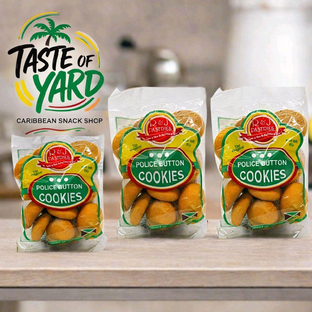 R&J Pastries Police Button Cookies 56g | Authentic Jamaican Butter Cookies