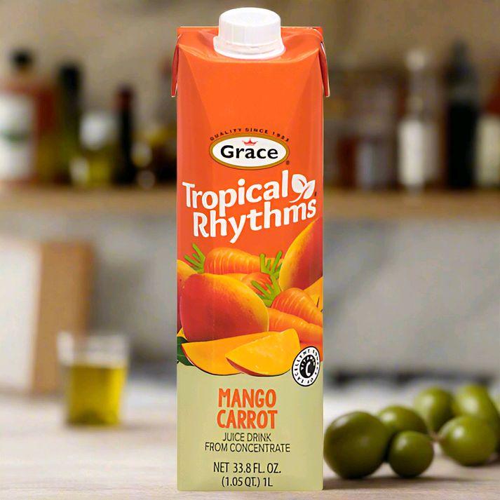 Grace Tropical Rhythms Caribbean Drink 1L Pineapple Ginger Sorrel Ginger Mango Carrot Fruit Punch Authentic Island Flavor