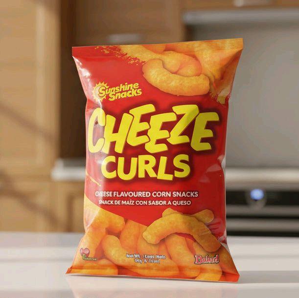 Sunshine Snacks Baked Cheeze Curls 1.17oz | Caribbean Snack  Crispy